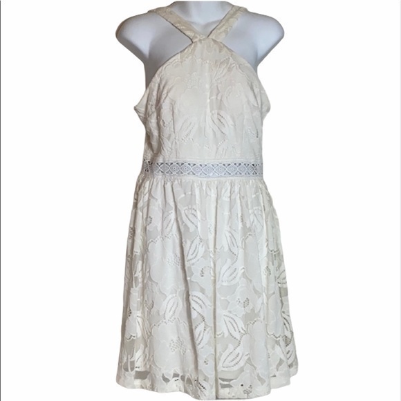 Francesca’s Cream Lace Dress with Halter Straps - Picture 1 of 7